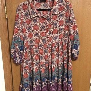 Mandala patterned dress w/collar